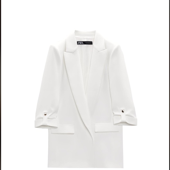 Zara Tops - Zara blazer with rolled sleeves, color is white. Size small. worn once.
